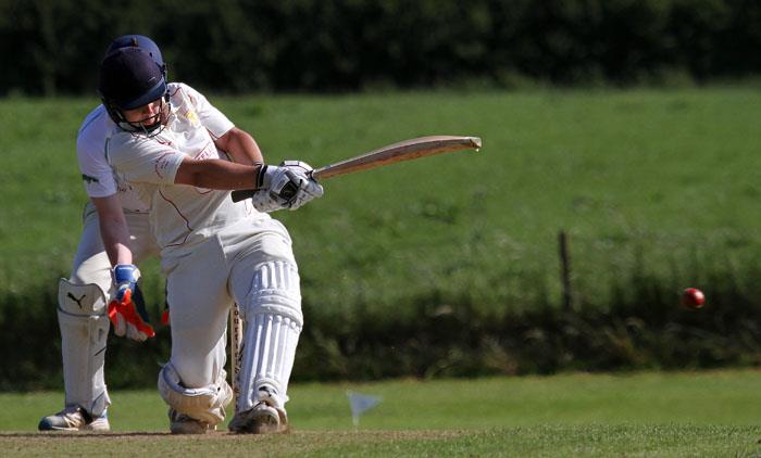 Dafydd Bowen smashes a boundary. Picture by Brian McKehon
