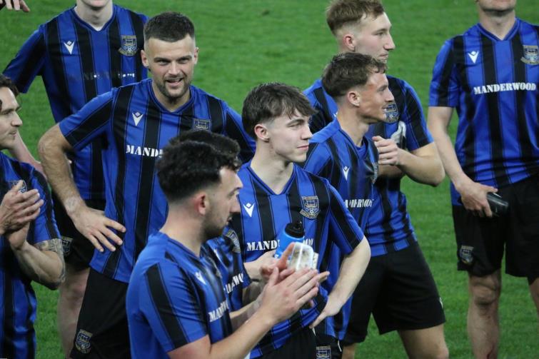 Hakin celebrate back-to-back West Wales Cup wins. Picture Tim Phillips