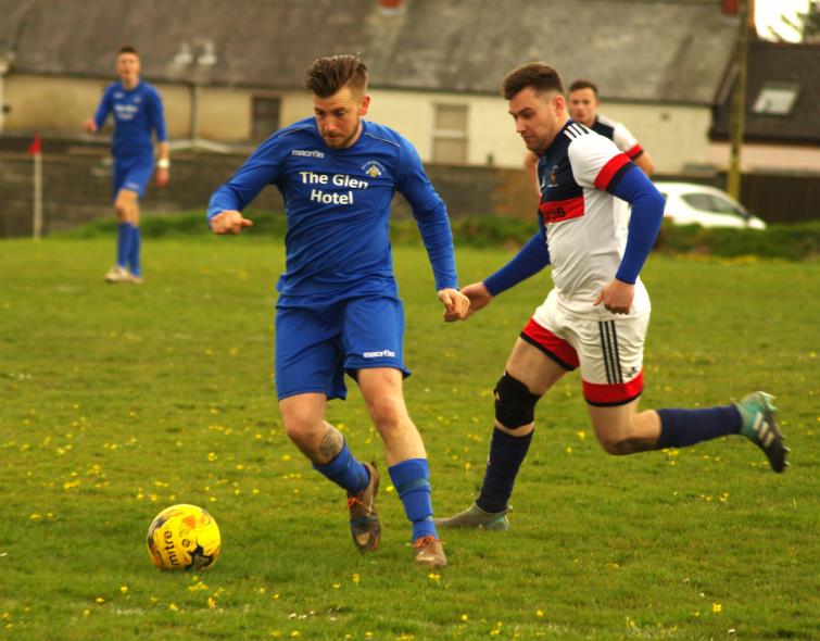 Luke Hayward in action for Merlins Bridge against Lamphey