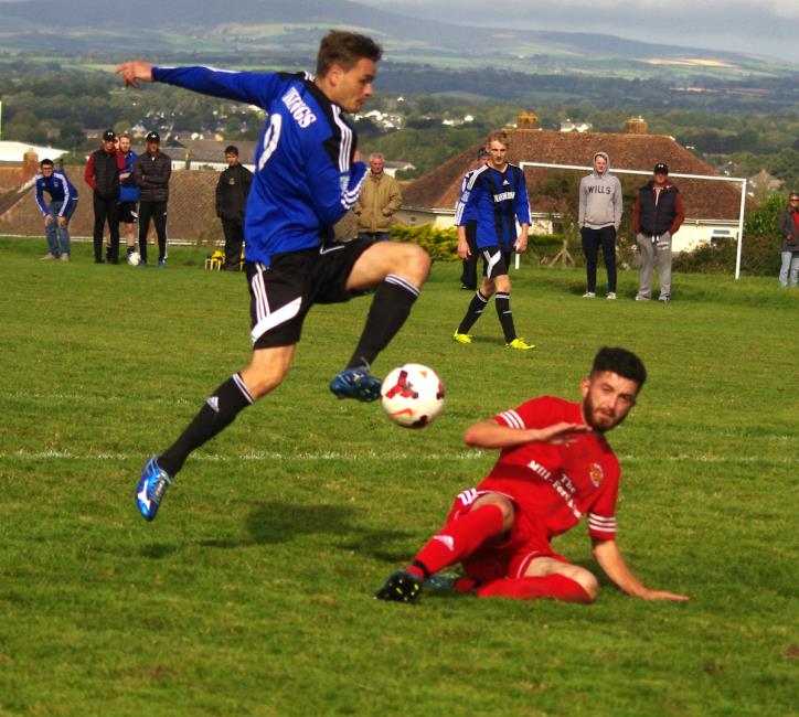 Nicky Woodrow has a shot blocked