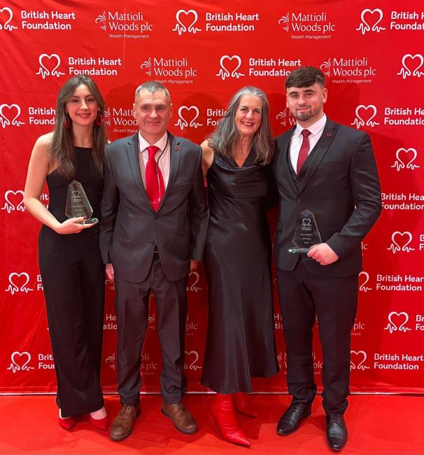 Cai Llewelyn with sister Celyn, John and Nicoal at the awards ceremony