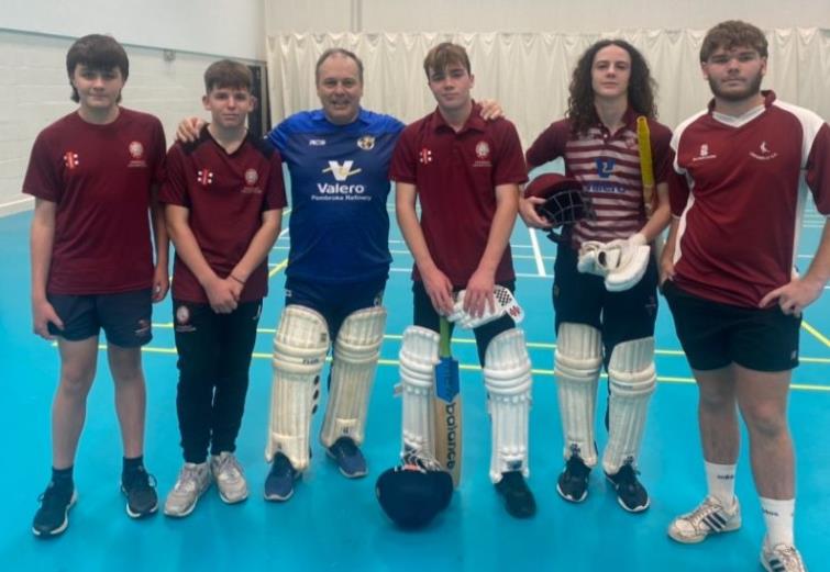 Griff Jenkins with head teacher David Haynes and Cresselly pals