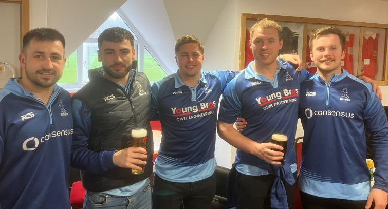 Narberth scorers Lewys Gibby, Josh Evans, Ashley Sutton, Jon Rogers and Guto Davies