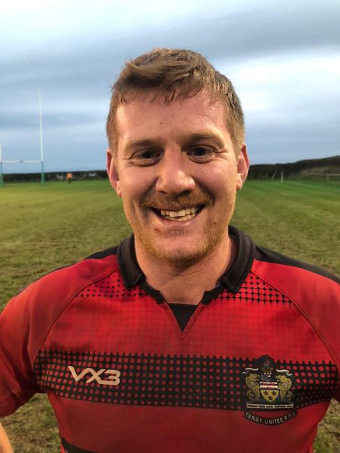 Dan Colley - tries for Tenby United in defeat