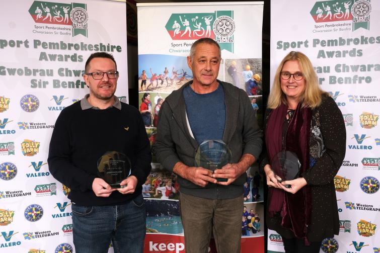 Coach of the Year Pictured is winner Guy Croft with finalists Lyndon Clark and Fay Omnet