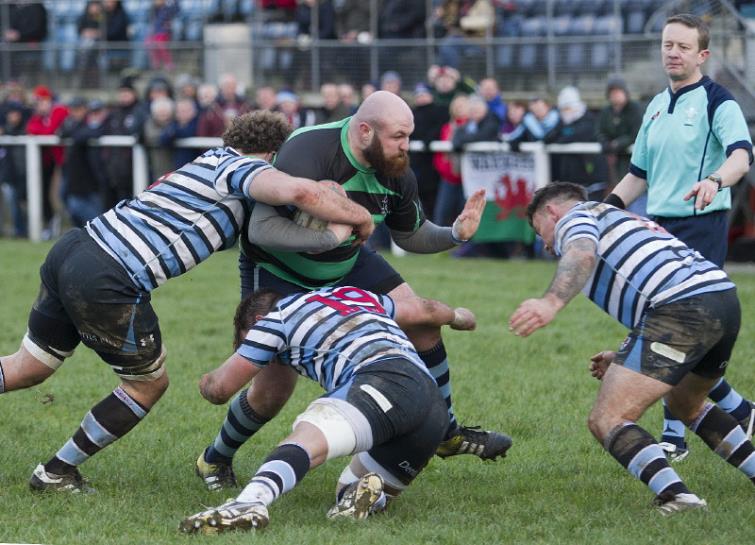 Dylan Cooper drives hard for Narberth. Picture by Elwyn Davies