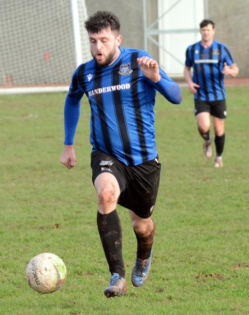 Shane Walsh - opened the scoring for Hakin against Pennar with a far post header