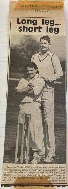  6 feet 8 inch  Rupert Baker with 5 one inch team mate Gregg Morris