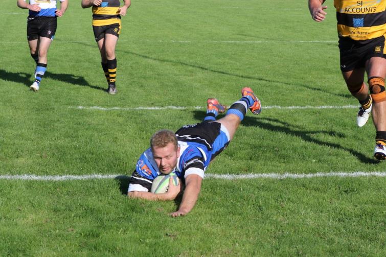 Jake Jenkins dives over for The Seagulls. Picture Darren Thomas