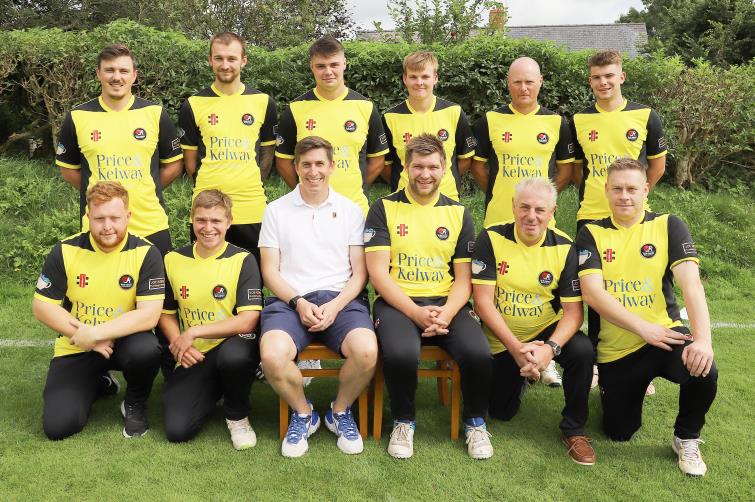 Lawrenny Cricket Club with two of their Sponsors Price and Kelway and Joe Kidney Plumbing and Heating