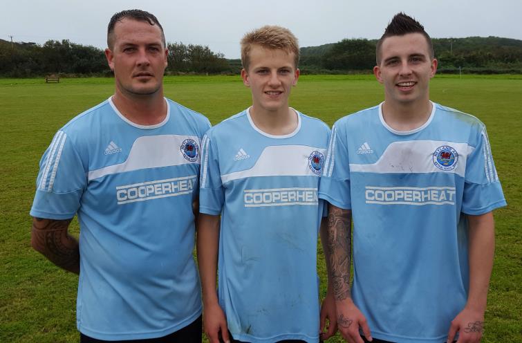 Neyland goal scorers Wayne Parry, Geraint Rees and Justin Harding