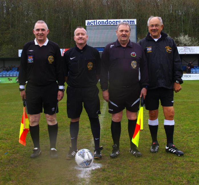 Match officials Paul Rooney, Angus Scourfield, Chris Stapleton and Paul Jackson