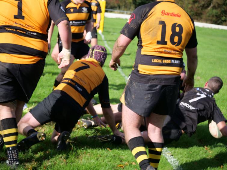 Owain Evans scores for Neyland. Picture William John