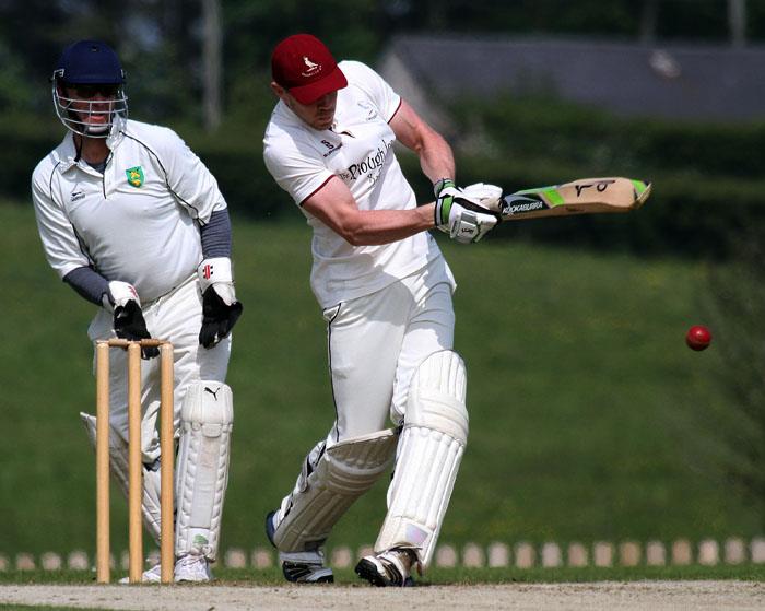 Alex Bailey hitting a boundary on his way to 40 not out for Cresselly