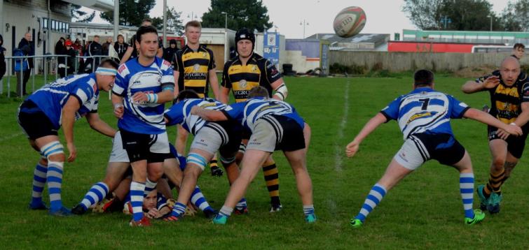 Andrew Williams gets the ball away for Fishguard