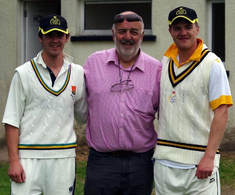 Joseph Kiff, Bill Carne of PembrokeshireSport.co.uk and Matthew Kiff are pictured following the brothers outstanding century 