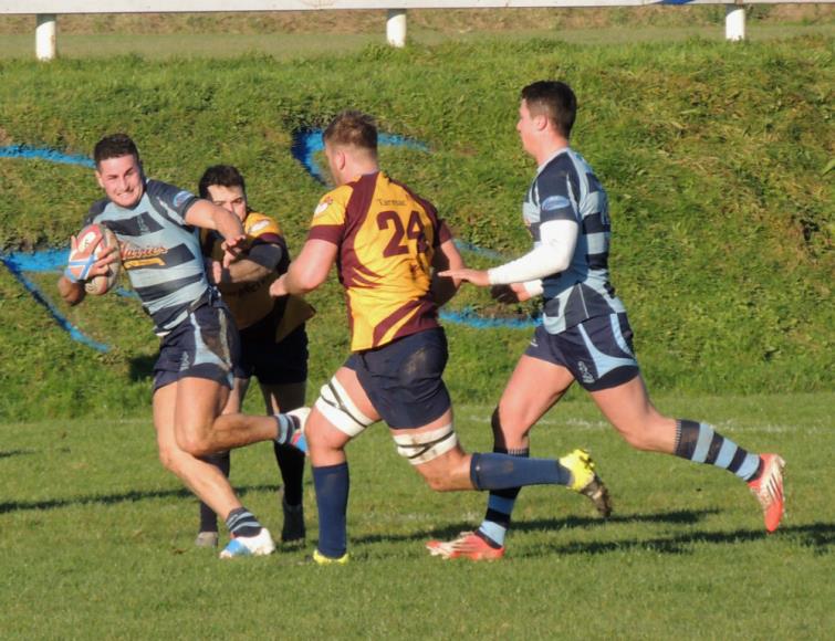 Centre Jack Price on a powerful run for Narberth.