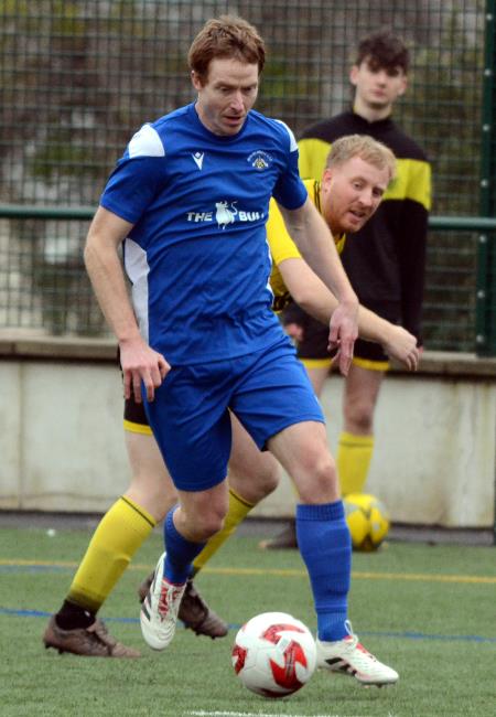 Jason Griffiths - volleyed home the second goal for Merlins Bridge who narrowly won at Kilgetty