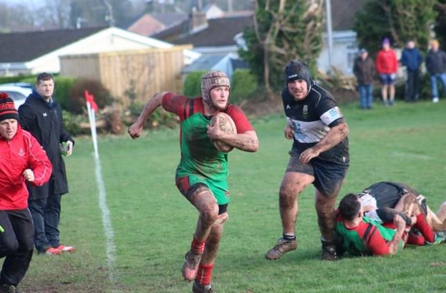 Man of the match Leon Stuart on a typical burst