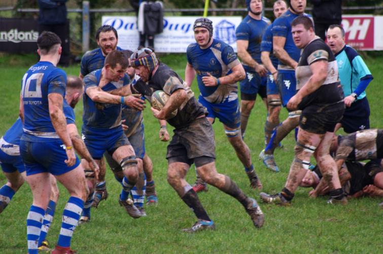 Pembroke Dock Harlequins on the charge at Haverfordwest RFC
