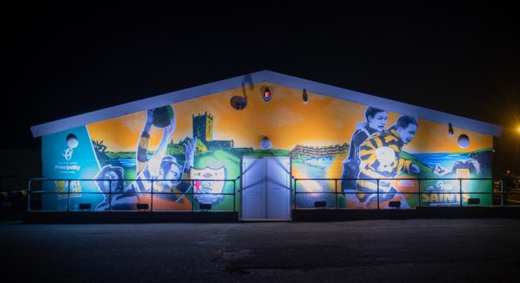 The superb mural in the dark at St Davids