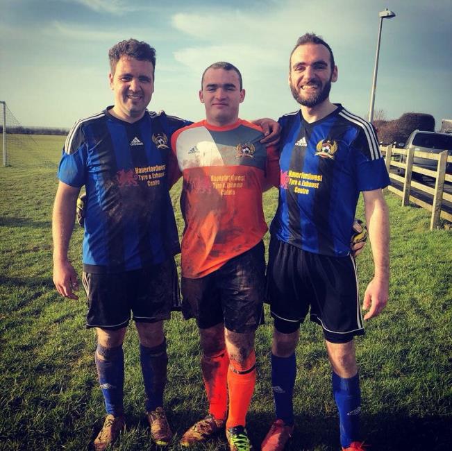 Tom playing for Broad Haven with Sam and Luke