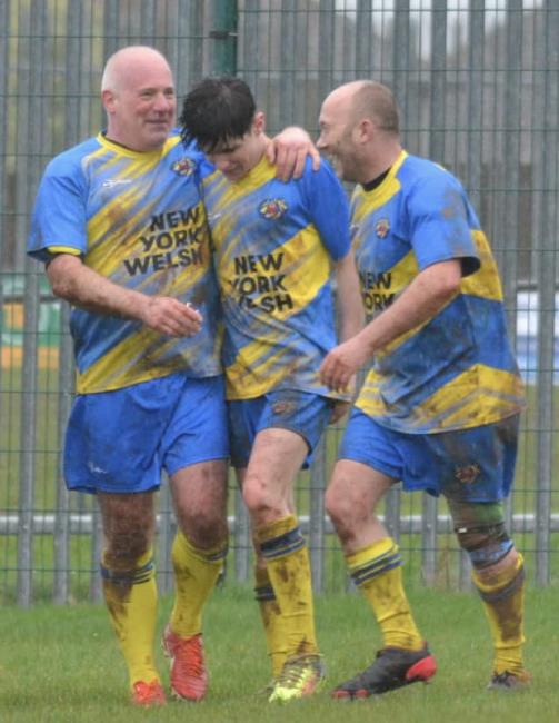 Vikings try scorer is congratulated