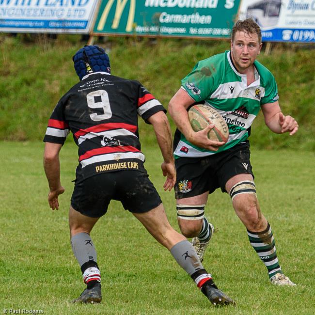 Calum Evans on a charge for The Borderers