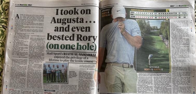 An article by Riath about his challenge after The Masters had ended