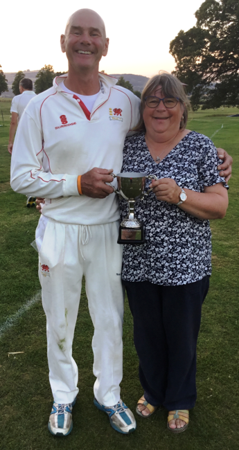 Celebrating cup win with wife Janice