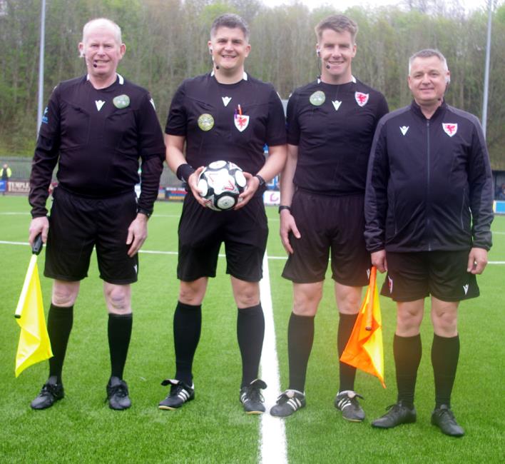 Match officials - Barry Evans, Stefan Jenkins, Sion Jenkins and Neill Crawshaw