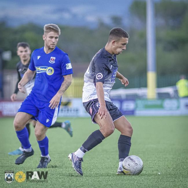 Ben Fawcett pulled one back for Haverfordwest County against the champions TNS