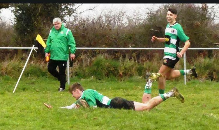 Jake Williams grabs a try for Whitland