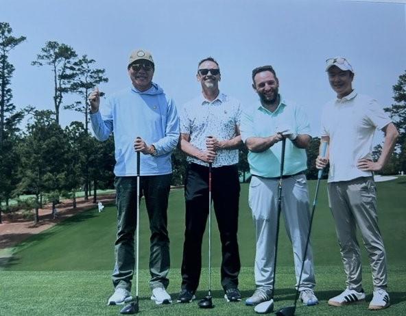 Riath with his fellow golfers at the US Masters course in Georgia