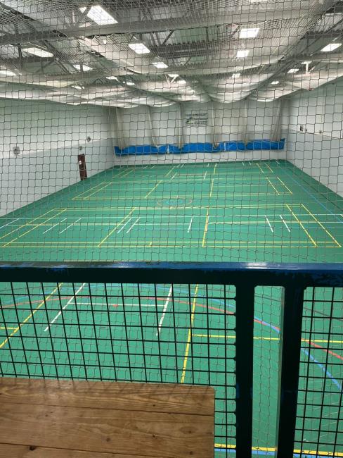 The long, narrow hall at Cleltenham Leisure Centre