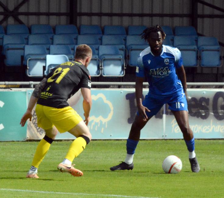Martell Taylor-Crossdale volleyed home the second to secure the points for Haverfordwest County