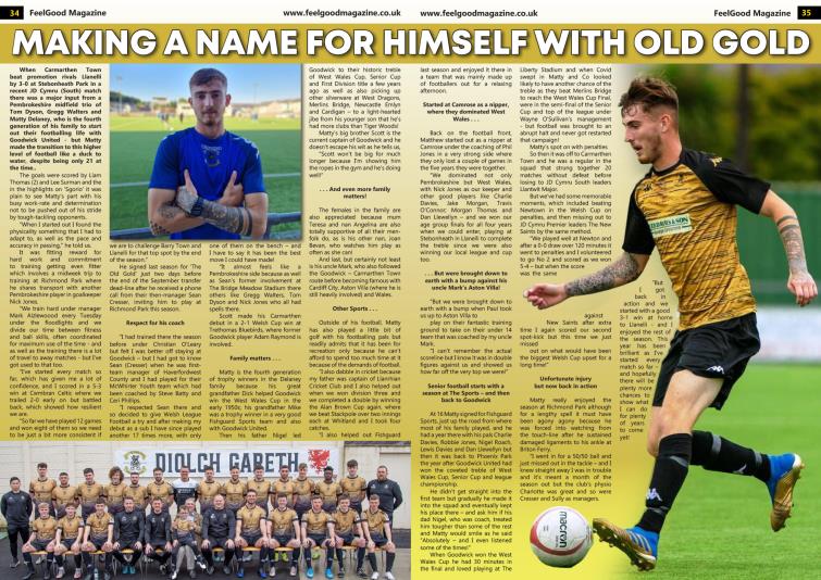 Write up on Matty Delaney - Carmarthen Town