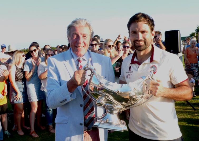 Neilson Cole and Hugh Harrison-Allen with the magnificent Bowl