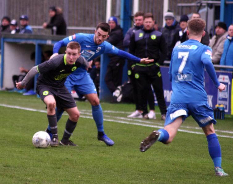 Eliott Scotcher is captured working hard in midfield and scored he twice for Bluebirds