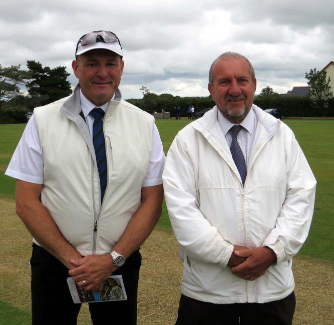 Umpires Richard Scriven and Dave Brandon