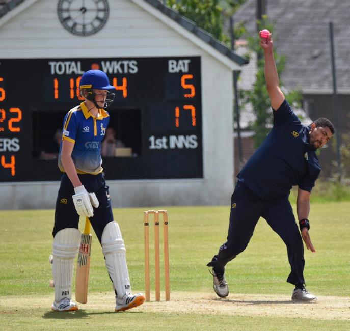  Joe Hodges bowling for Laugharne (pic Kelly Pearce)