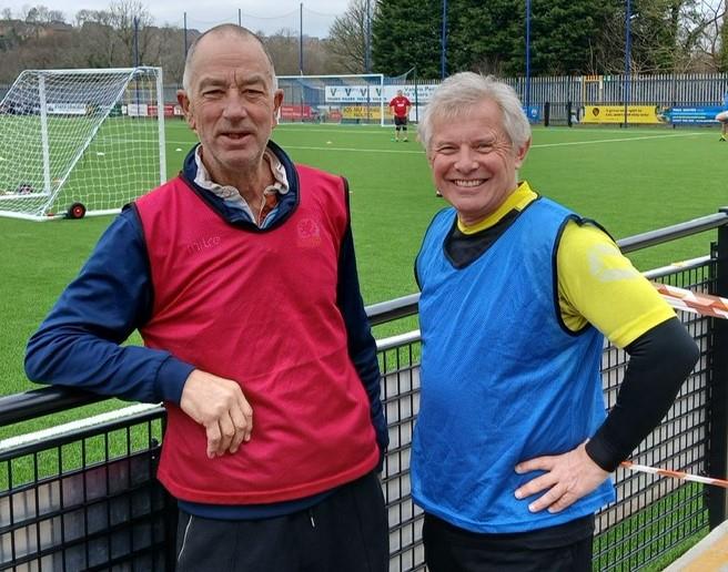 Paul with Gareth Holden (another Welsh international)