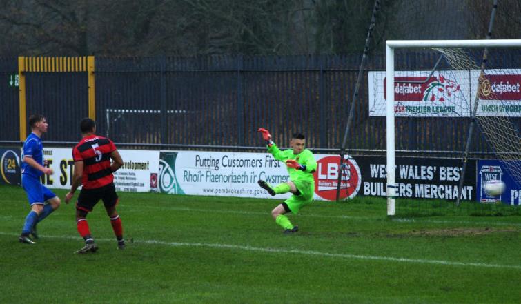 Dan Williams drills home his second goal of the game