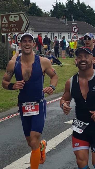 Carl with team-mate Lee Scourfield in Iron Man Wales