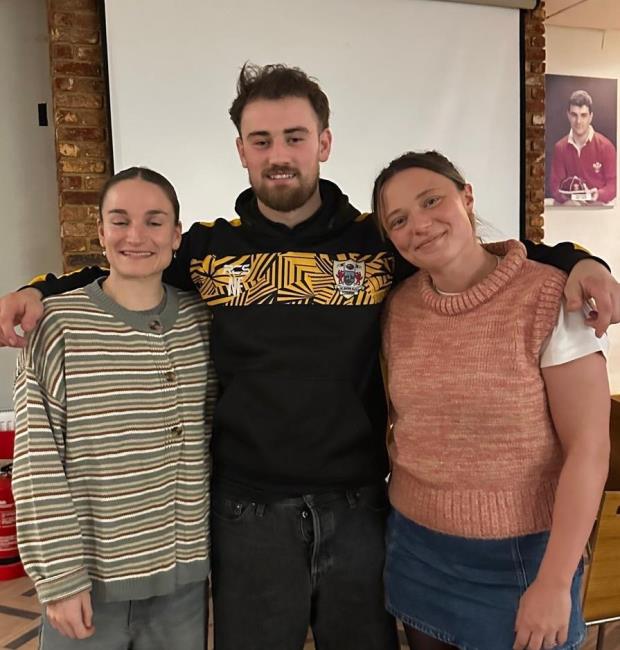 St Davids skipper Nathan Foster with Jasmine and Alison Butcher Joyce