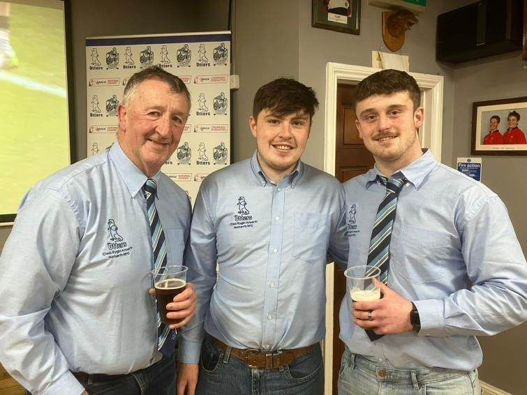 Richard Jones with men of the match Rhys Jenkins and Henry Foster