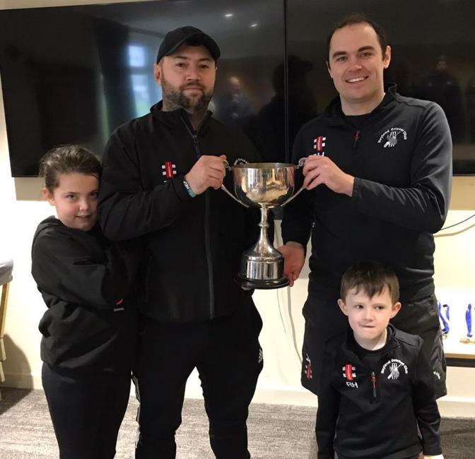 Winning captains - Ross Hardy and Sean Hannon with Patrick Hannon