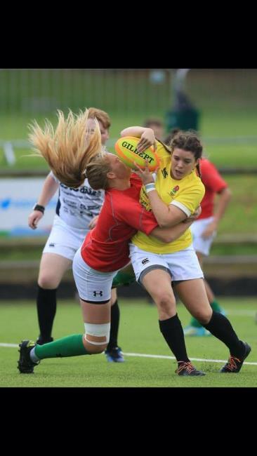 Carys puts in a big tackle
