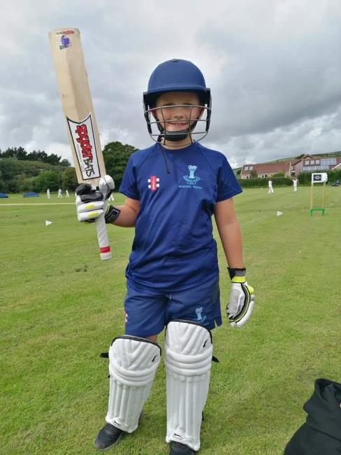 Charlie Welsh celebrates a good innings