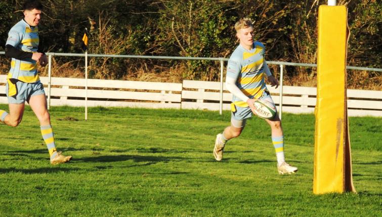 Cian Williams scores one of his four tries for Laugharne